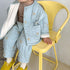 Autumn and winter children's pajamas three-layer cotton padded suit plus velvet thickened household clothing